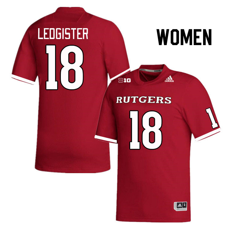 Women #18 Fitzroy Ledgister Rutgers Scarlet Knights College Football Jerseys Stitched Sale-Scarlet - Click Image to Close